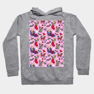 Christmas Chis! Christmas chihuahuas print in pink Hoodie